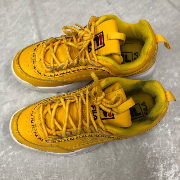 Fila chunky yellow sneakers size 7 disruptor II Premium Repeat - Picture 4 of 12